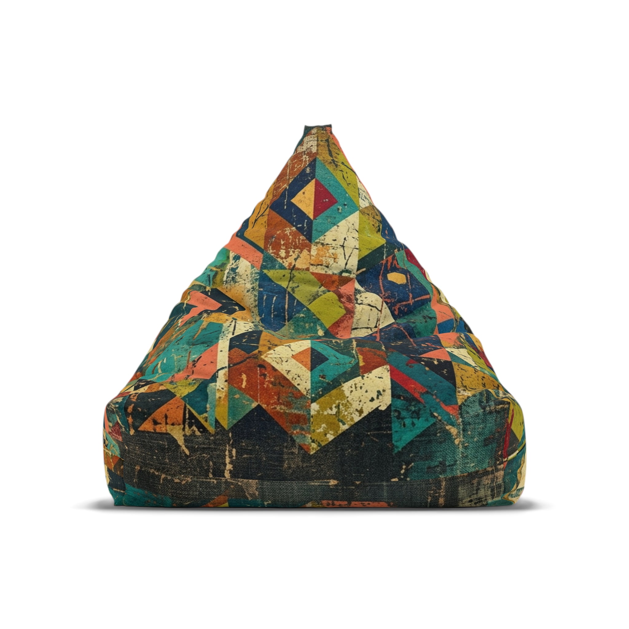 Geometric Patchwork Pattern Bean Bag Chair Cover | Colorful Abstract Quilt Print