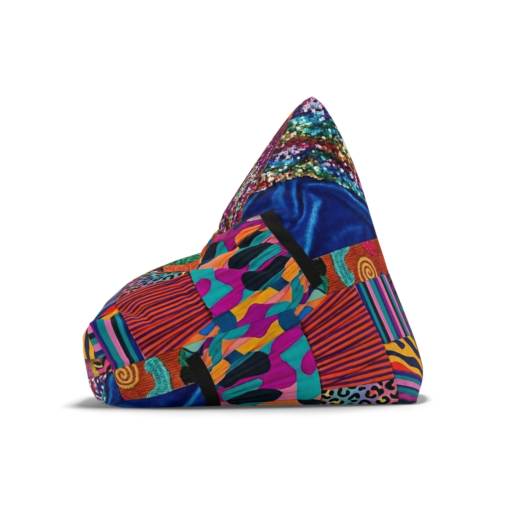 Colorful Patchwork Pattern Bean Bag Chair Cover | Bright Abstract Geometric