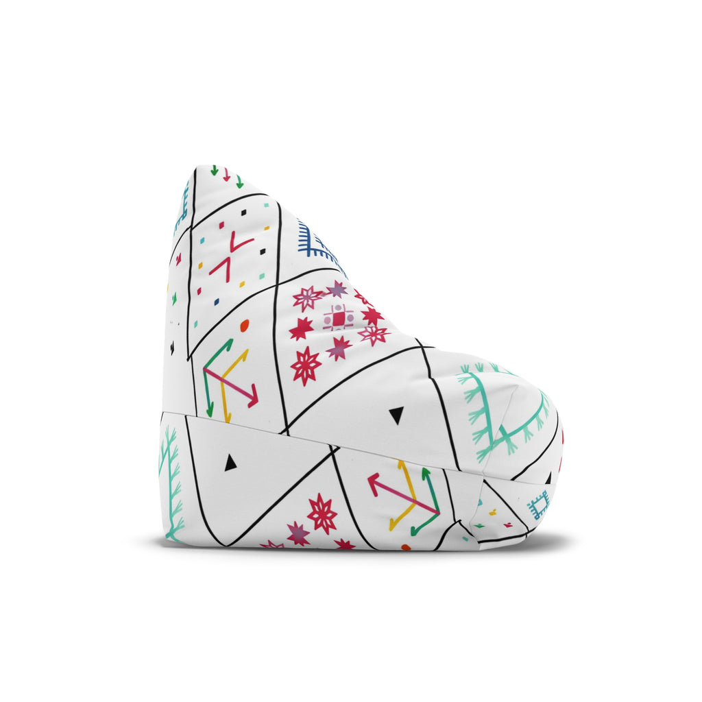 Geometric Folk Pattern Bean Bag Chair Cover | Colorful Tribal Motifs