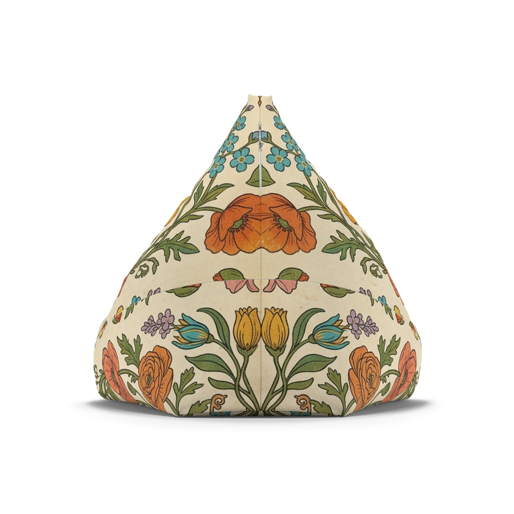 Le Printemps Floral Pattern Bean Bag Chair Cover | Vintage Botanical Design