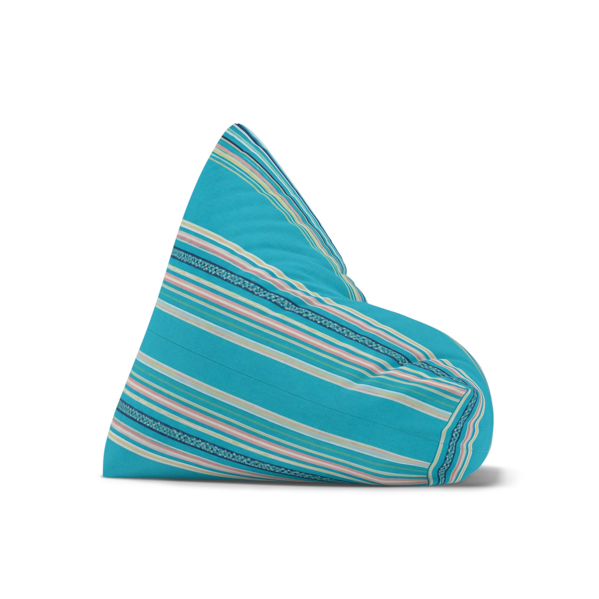 Striped Teal Bean Bag Cover — Coastal Sunroom & Kids Lounge Accent